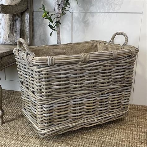 large wicker basket for blankets.